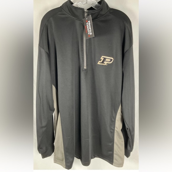 Profile Varsity Purdue Men’s  Size‎ 2XLT Black Quarter Zip Pullover Shirt NWT - Picture 2 of 8